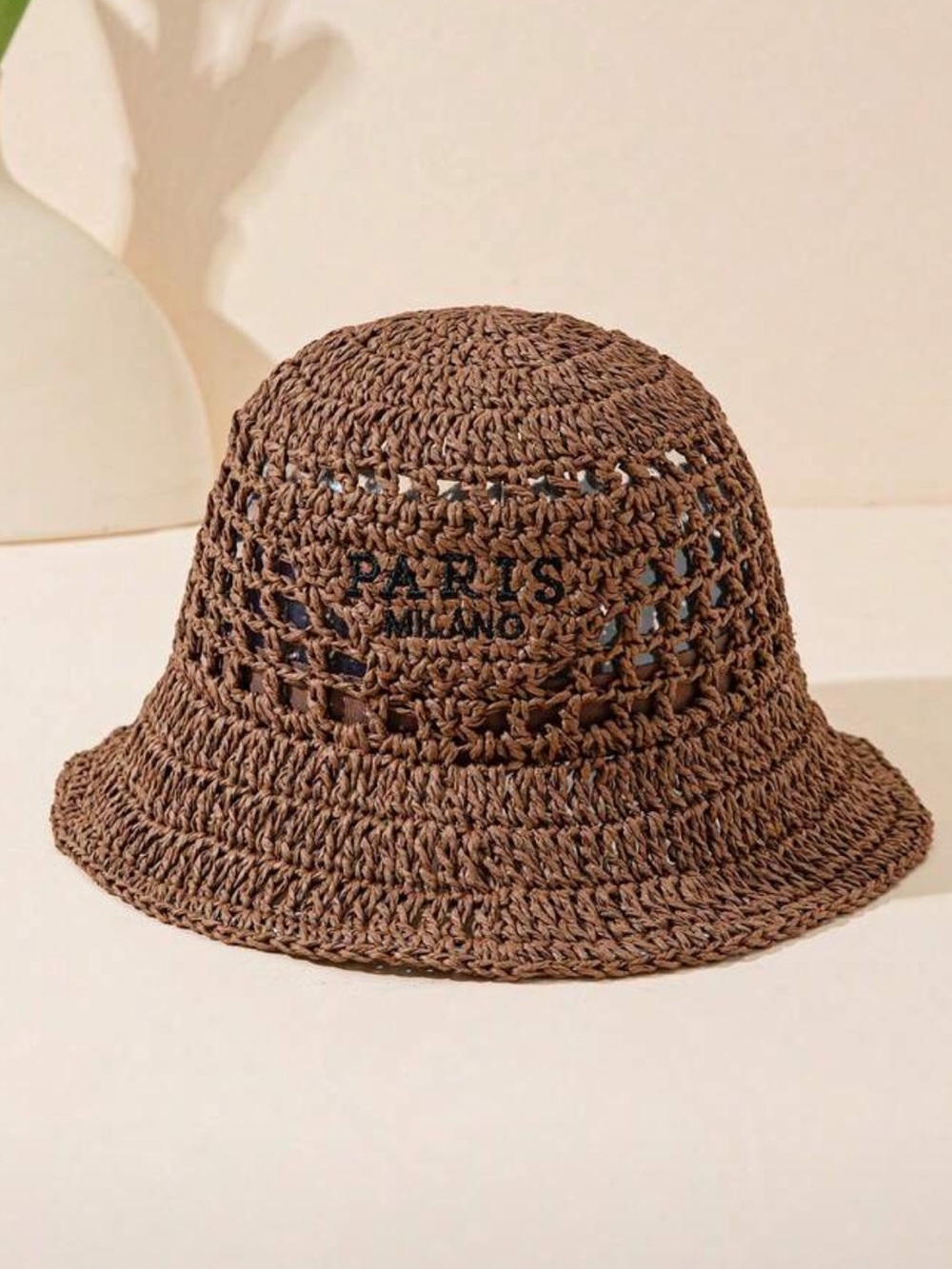 New Brown Crochet Bucket Hat - Women's Bohemian Accessory